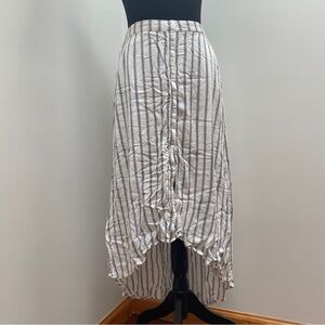 Hollister- Black and White Striped Buttoned Midi High Low Skirt Size XS Summer